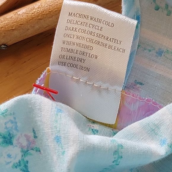 Vintage Moon Dance sleeveless blue floral smocked house shirt size  M - Picture 5 of 5